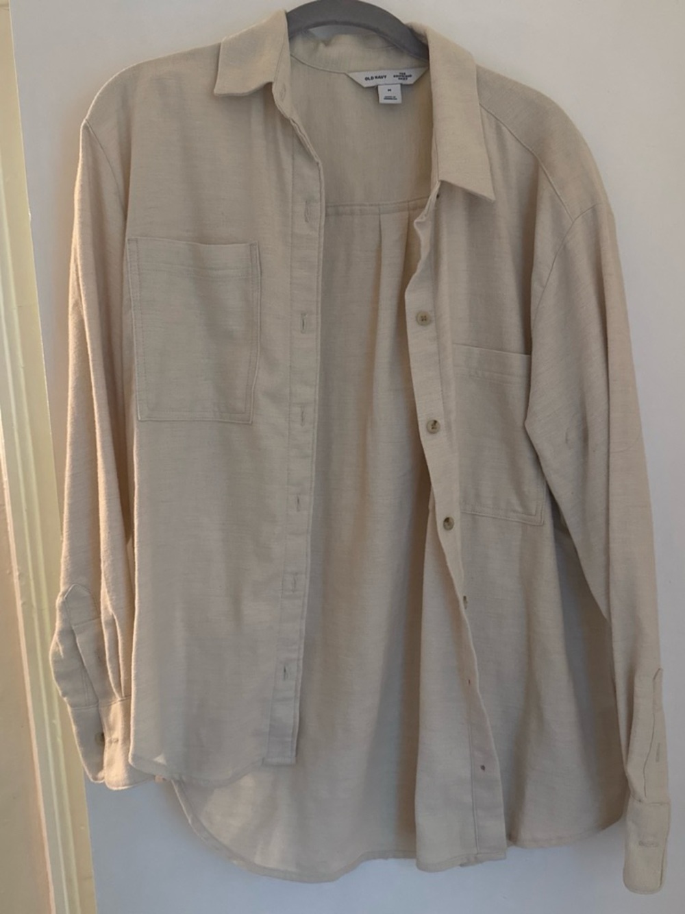 Old Navy Linen Cream Button-Up Overshirt